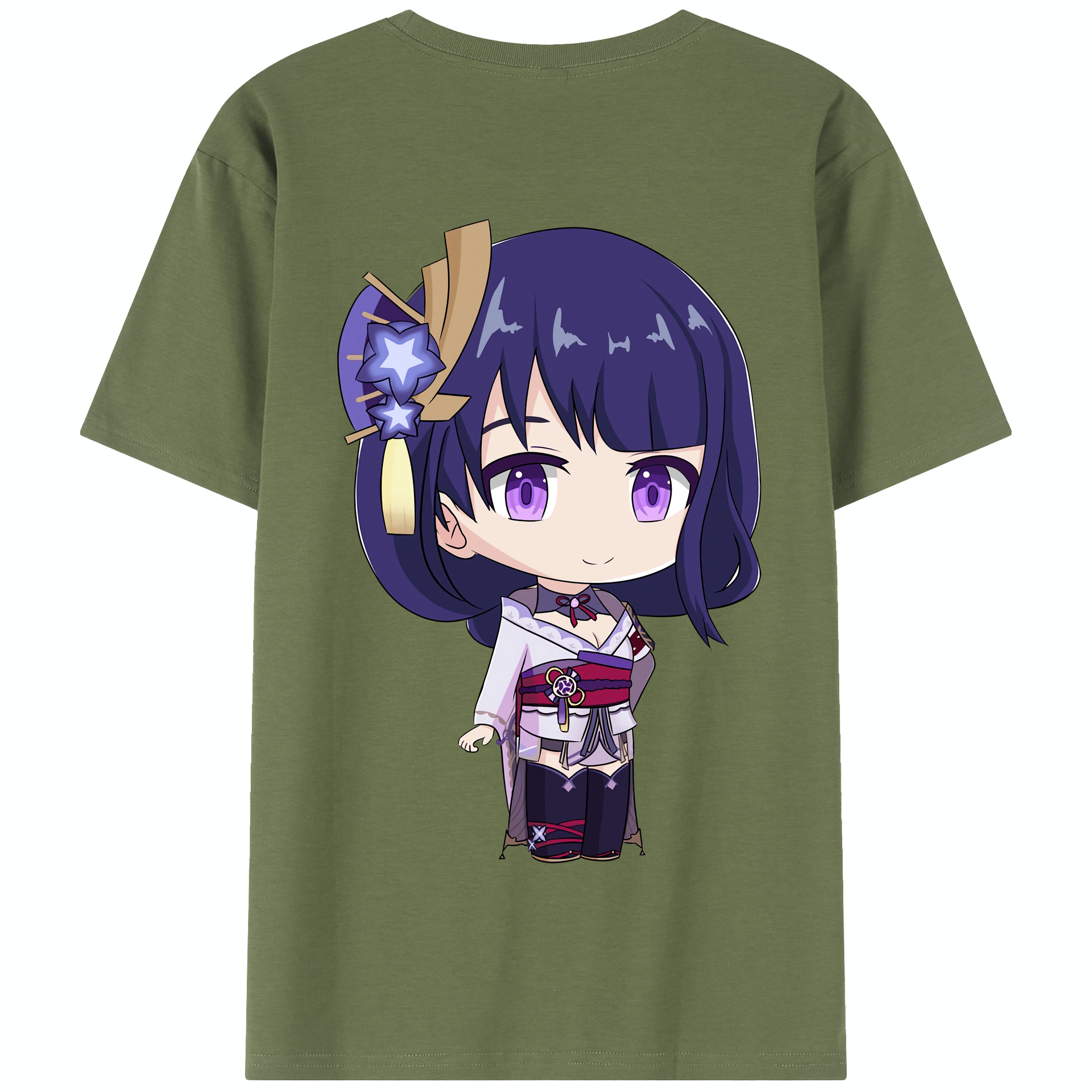 げんし神 雷電将軍 らいでんしょうぐん genshin Raiden Shogun 綿100％半袖Tシャツ（背面プリント）
